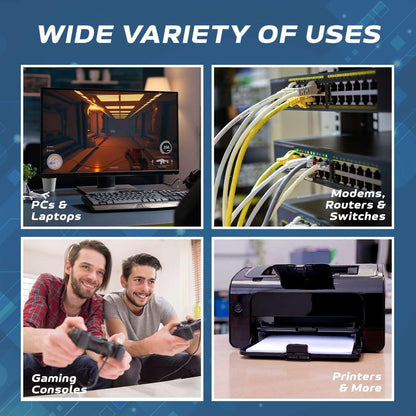 Black 50Ft Cat6 Ethernet Network Cable RJ45 Internet Modem Patch Cord