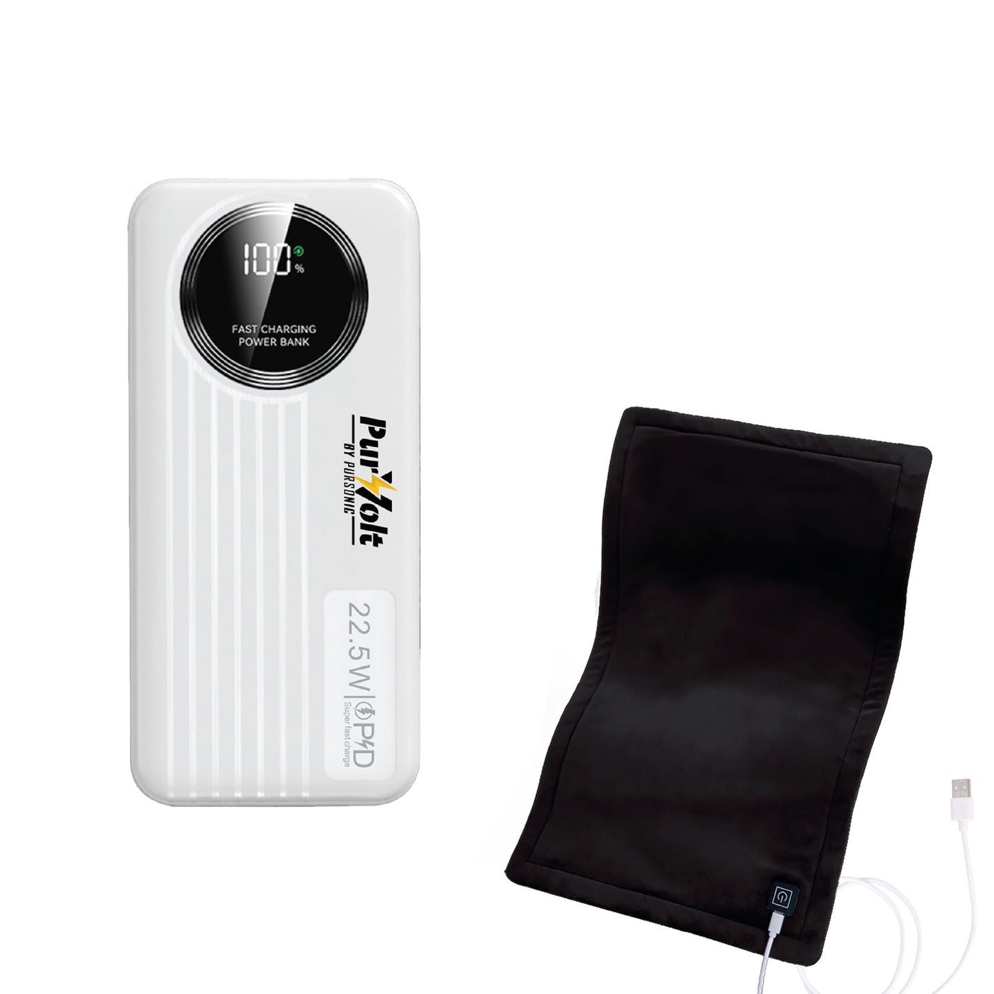 LED Fast Charging Power Bank & Extra Large Electric Heating Pad: Power & Comfort Duo!