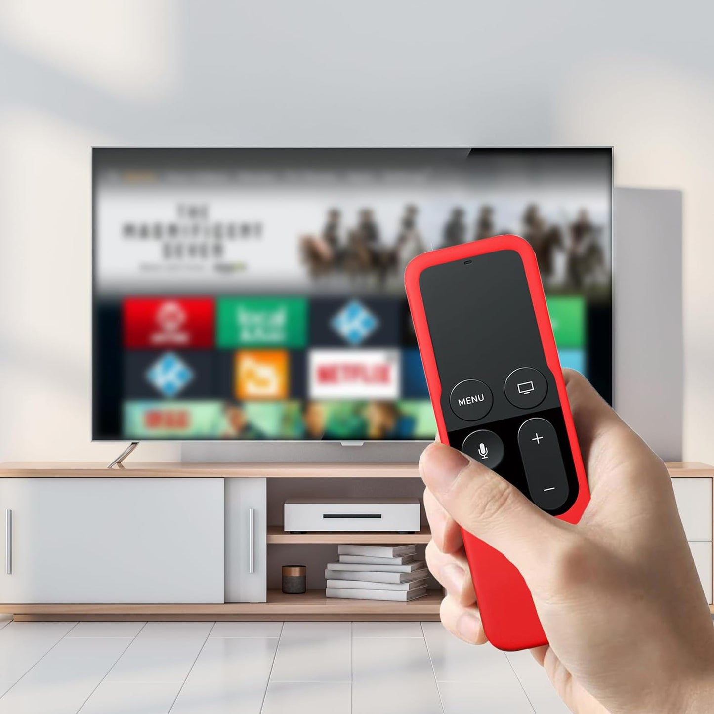 Silicone Case Compatible with Apple TV 4K 4Th 5Th Generation Siri Remote - Anti-Slip Shock Proof Soft Remote Cover Case Compatible with Apple TV 4K 4Th 5Th Gen Siri Remote Controller -Red