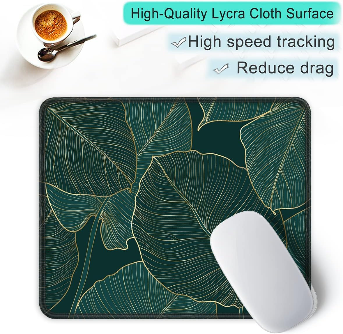 Mouse Pad with Non-Slip Rubber Base, Stitched Edge, Premium-Textured, Waterproof Gaming Mouse Pad for Wireless Mouse, Computers, Laptop, Office, 10.2×8.3 In, Palm Texture